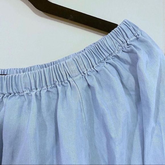 Jane & Delancey Chambray Off Shoulder Ruffle Top - Picture 4 of 5